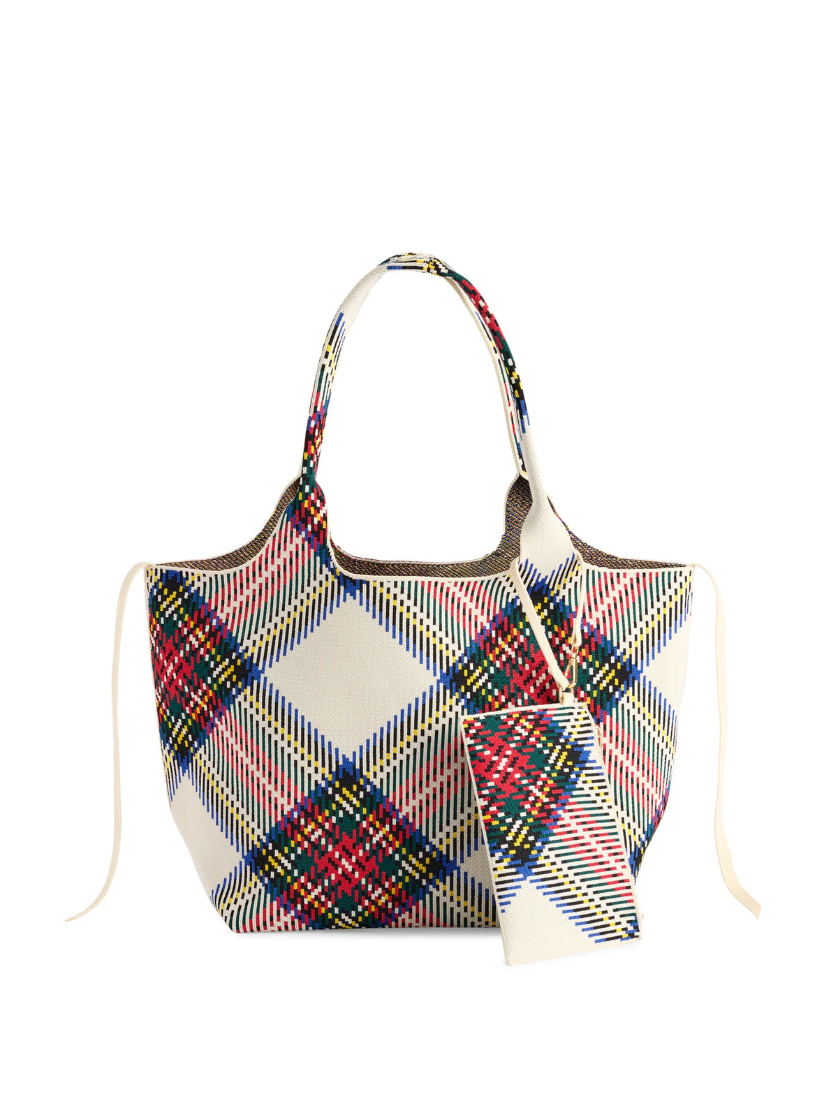 Shiraleah Robbie Plaid Tote Cream