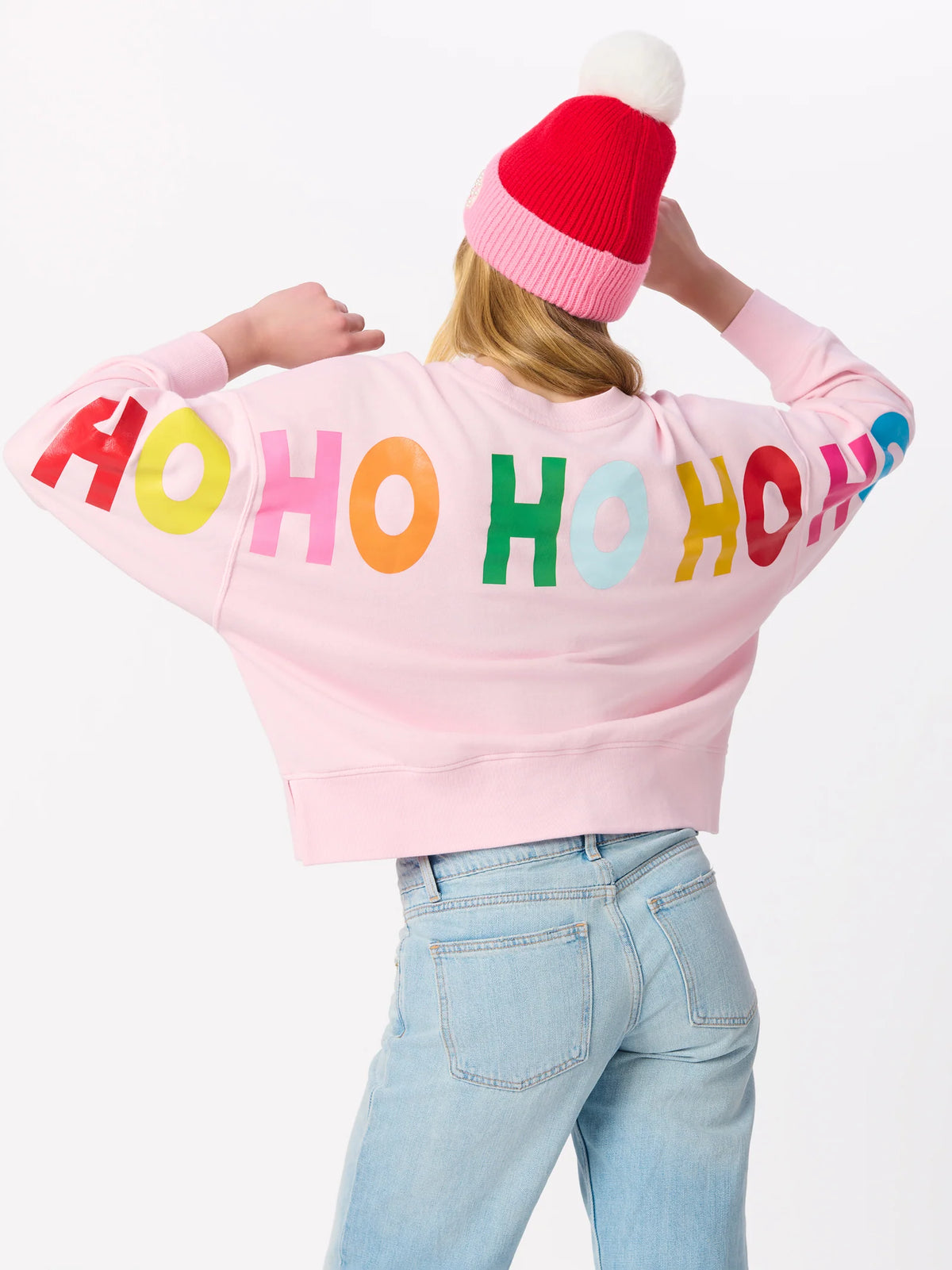 Shiraleah Santa/"Ho Ho Ho" Relaxed Sweatshirt, Blush