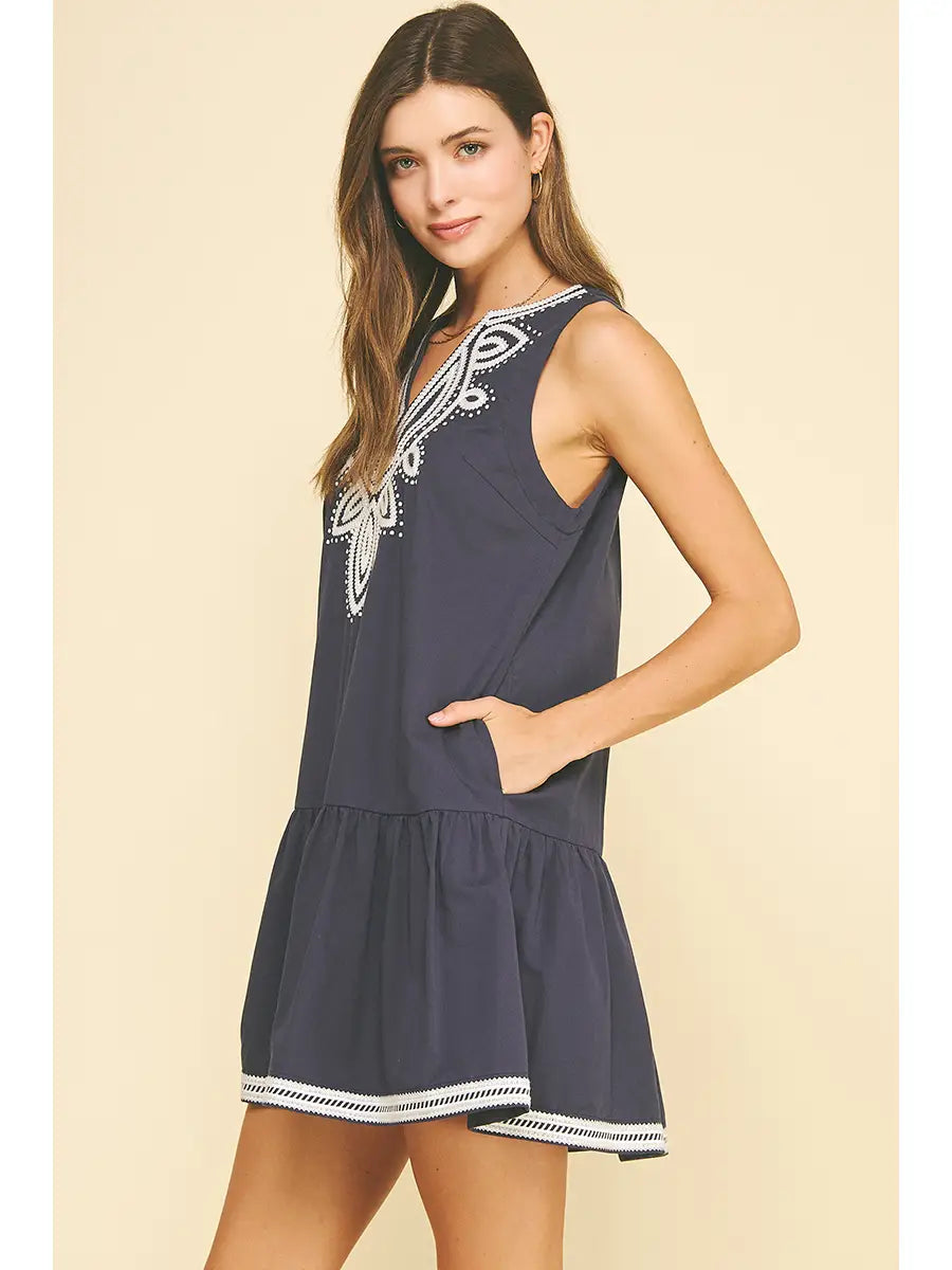Embroidered Mini Dress