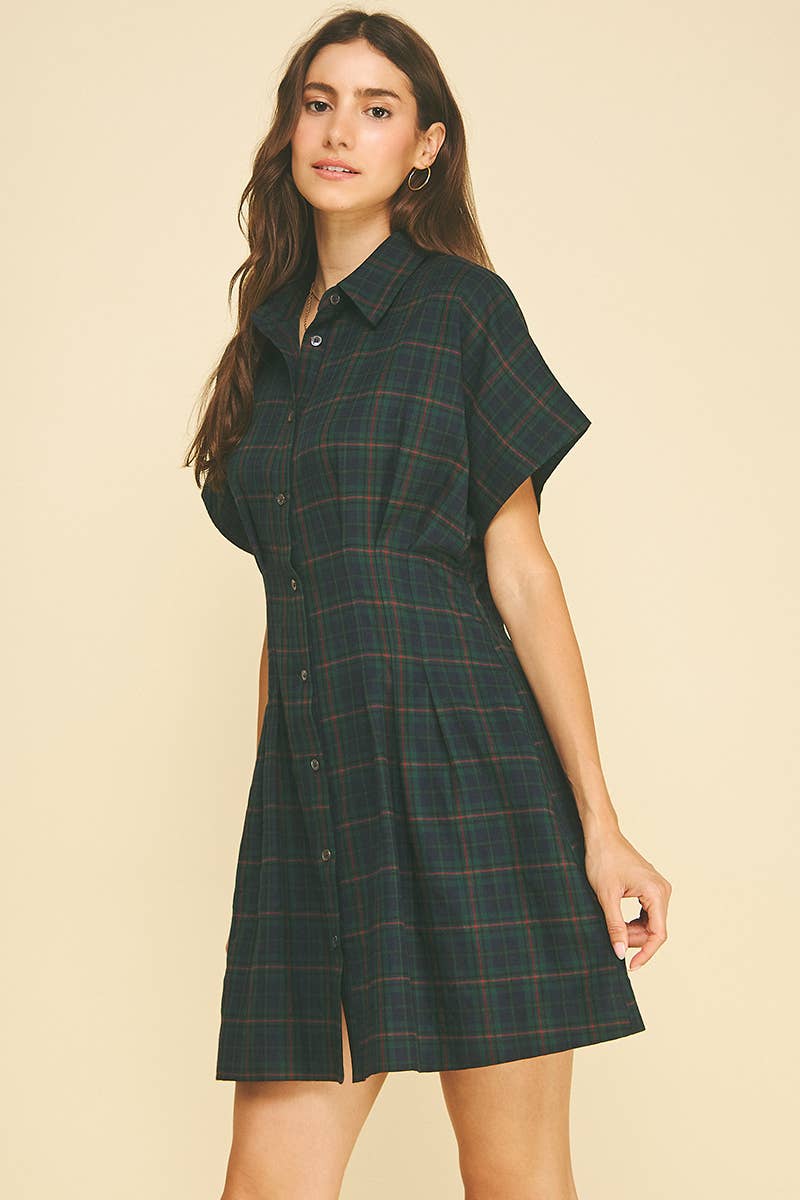 PLAID SHIRT MINI DRESS