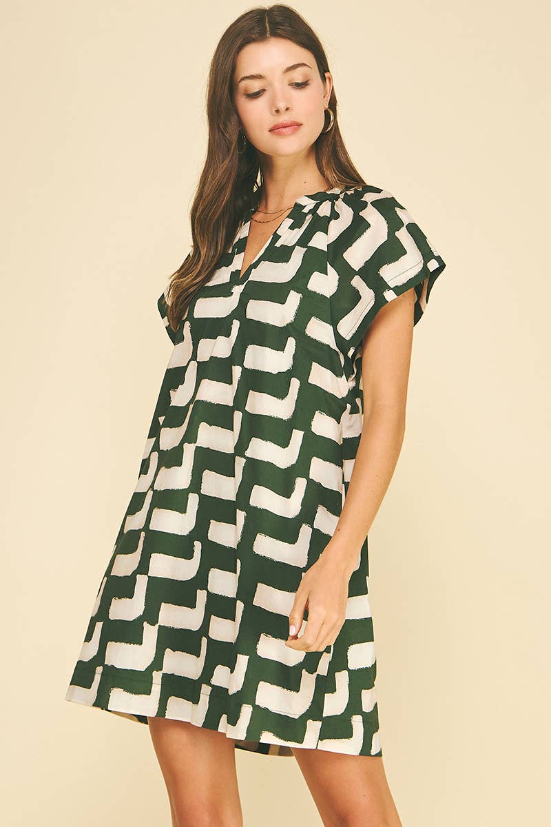 Geometric Tunic Dress Green