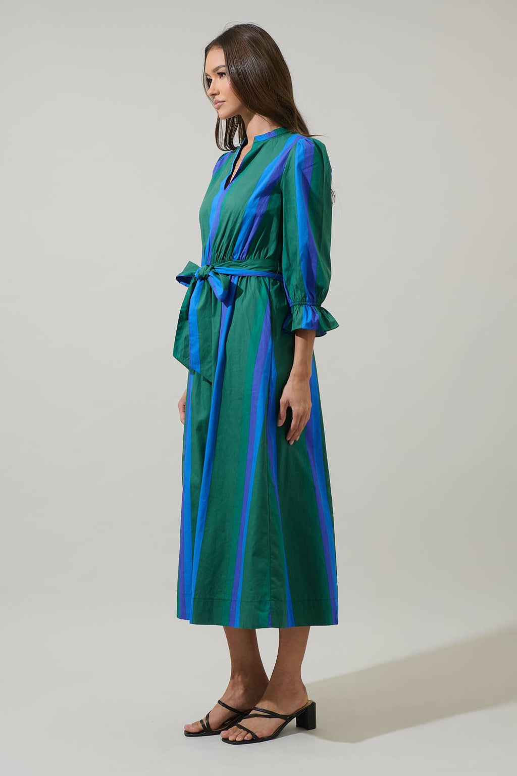Dolary Stripe Senda Long Sleeve Maxi Dress