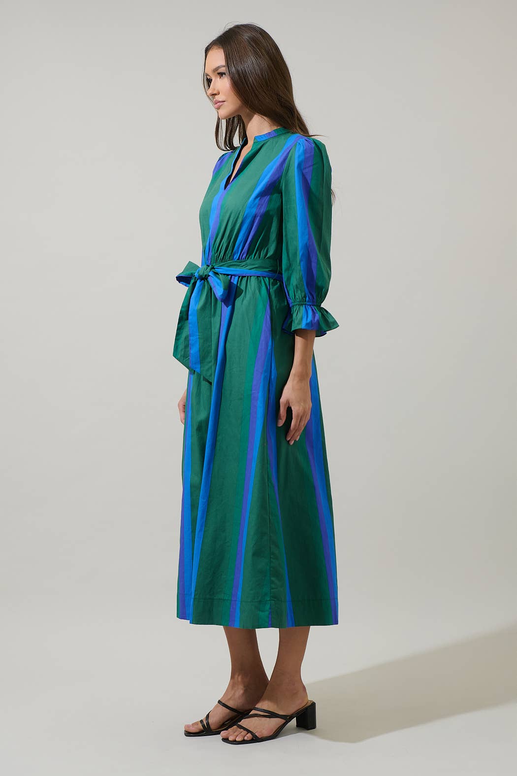 Dolary Stripe Senda Long Sleeve Maxi Dress