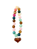 Gemelli Ella Chunky Beaded Necklace with Heart Charm - Pink