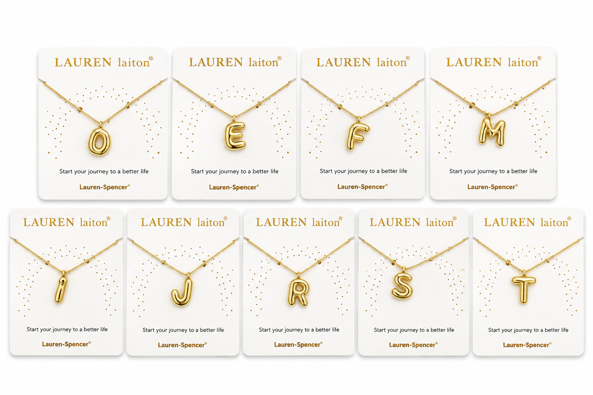 Lauren Spencer Bubble Initial Necklace Gold