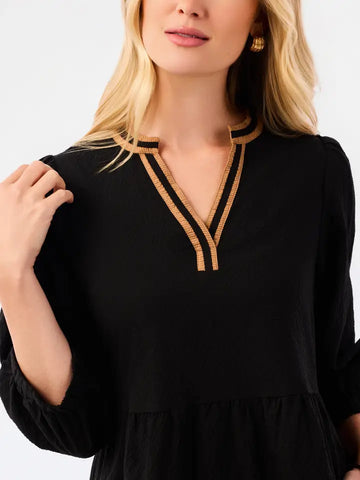 Mary Square Cooper Dress Black/Brown
