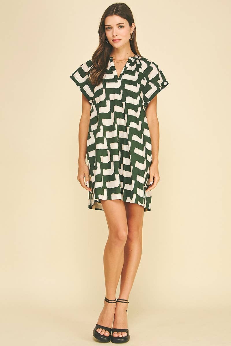 Geometric Tunic Dress Green