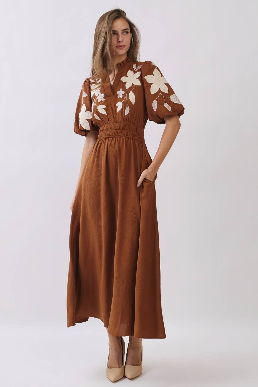 Oddi Embroidered Midi Dress