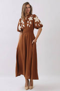 Oddi Embroidered Midi Dress
