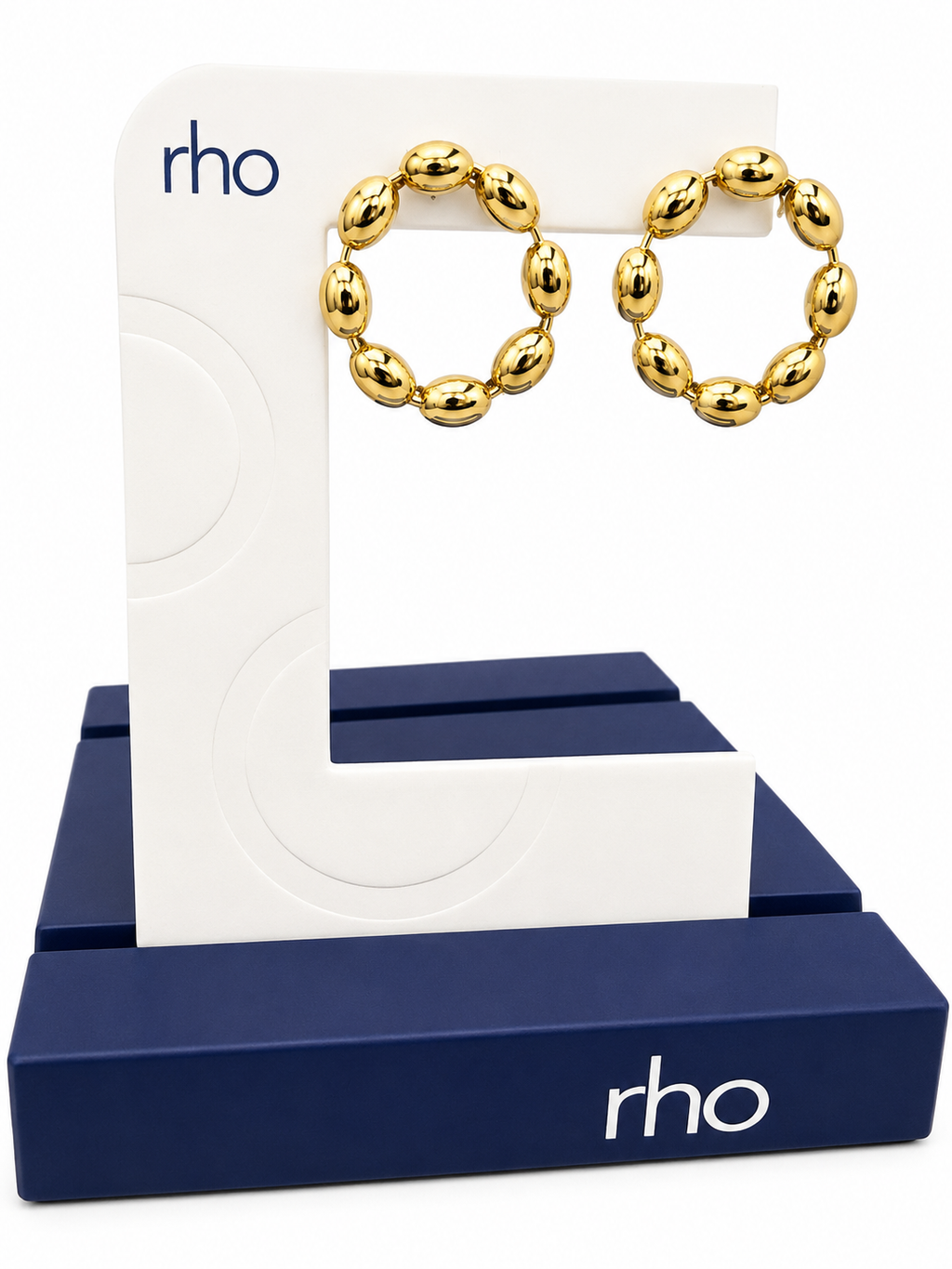 Rho Gold Beaded Circle Drop Earrings