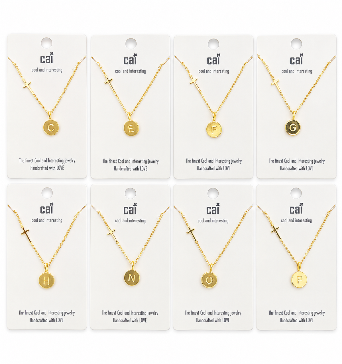 Cai Cool and Interesting Initial Necklace with Cross