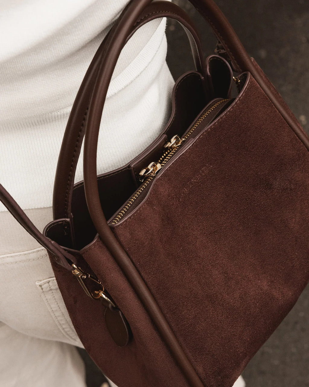 Steffie Suedette Mini Tote Bag - Chocolate
