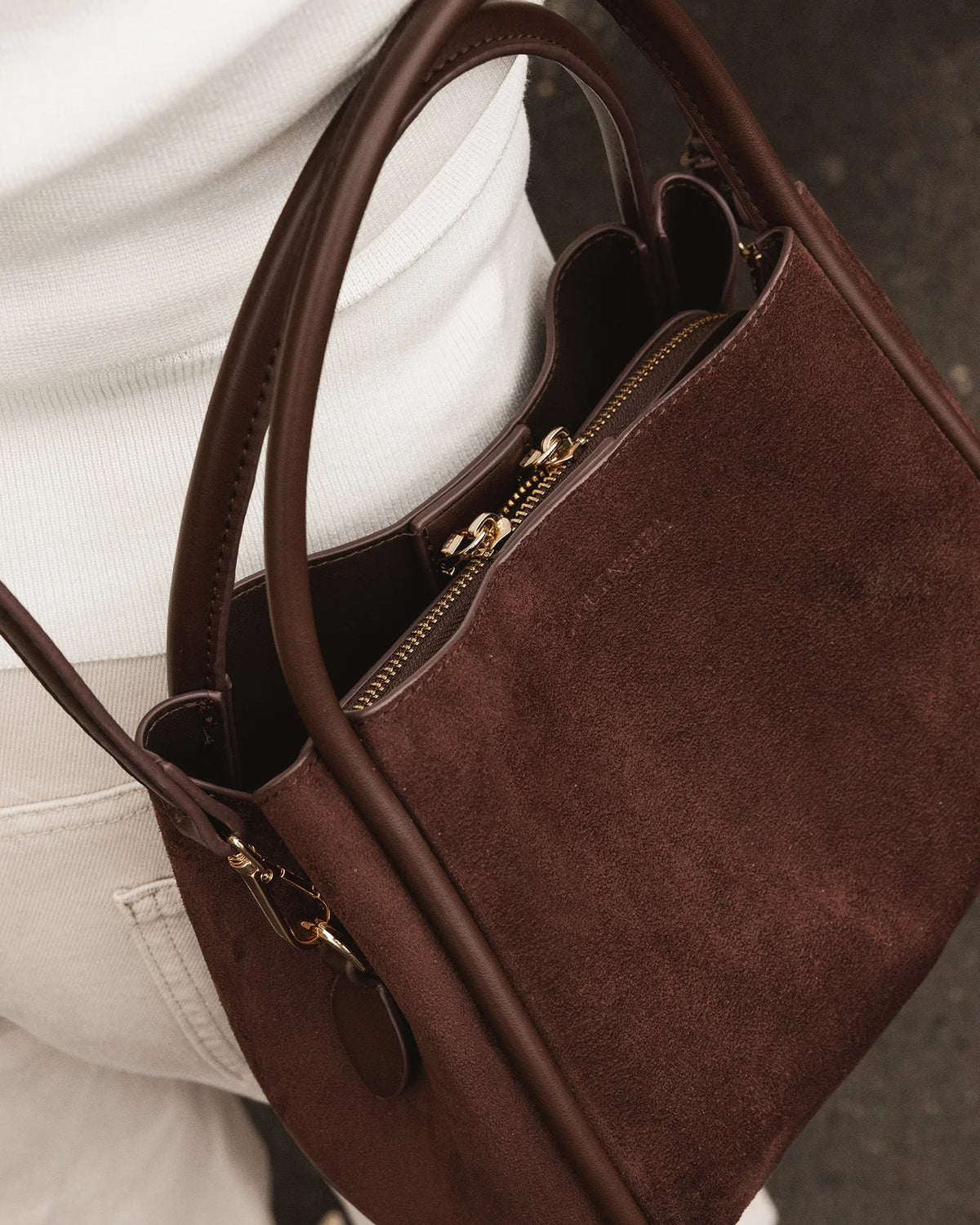 Steffie Suedette Mini Tote Bag - Chocolate