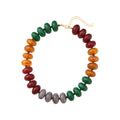 Gemelli Carissa Chunky Beaded Necklace- Maroon Green Mix