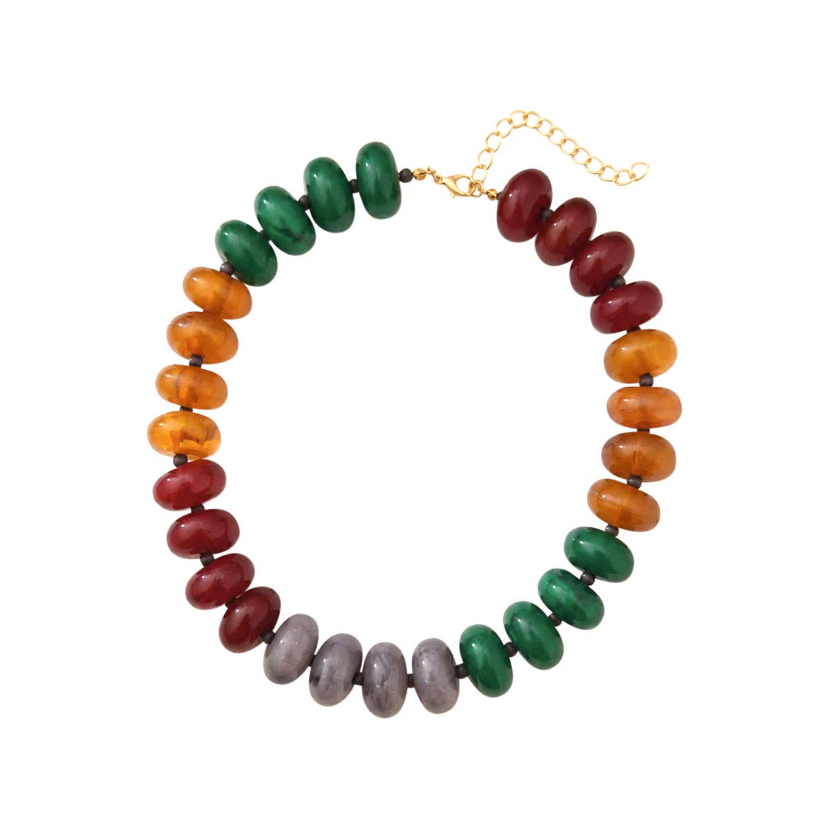Gemelli Carissa Chunky Beaded Necklace- Maroon Green Mix