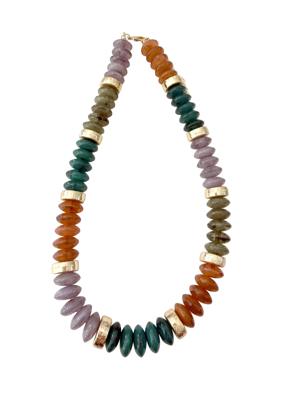 Gemelli Calloway Beaded Disc Necklace- Forest Mix