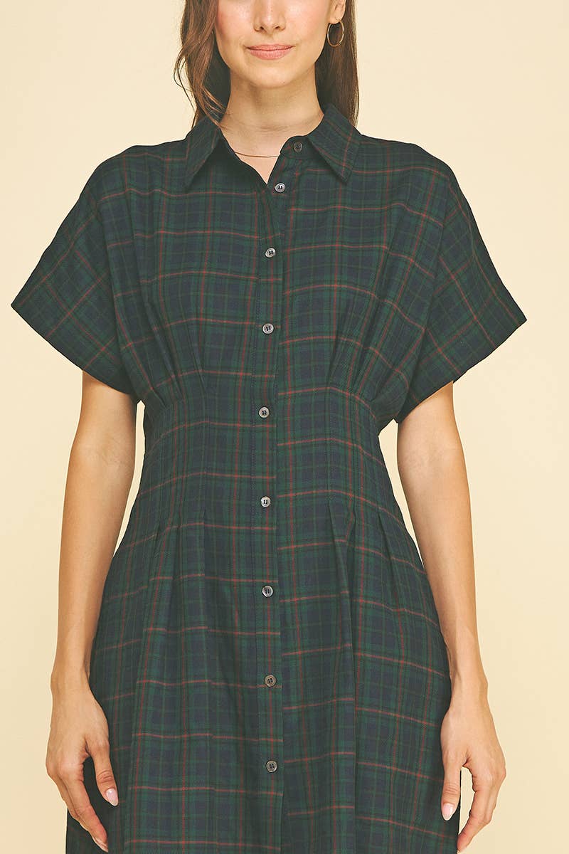 PLAID SHIRT MINI DRESS