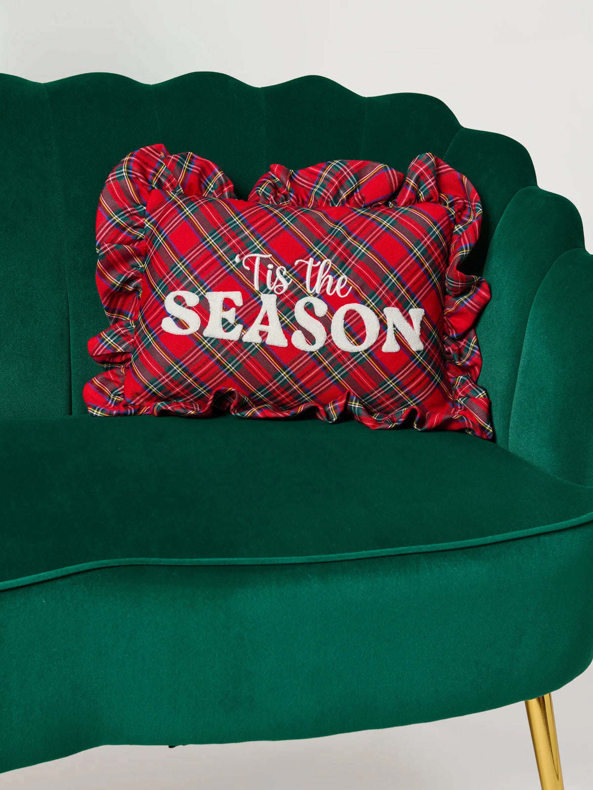 Shiraleah "Tis The Season" Plaid Pillow, Red