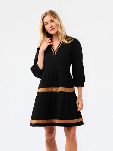 Mary Square Cooper Dress Black/Brown
