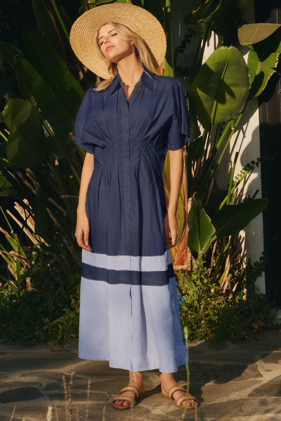 Oddi Navy and Seersucker Dress