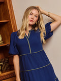 Mary Square Kinsley Dress Navy/Green