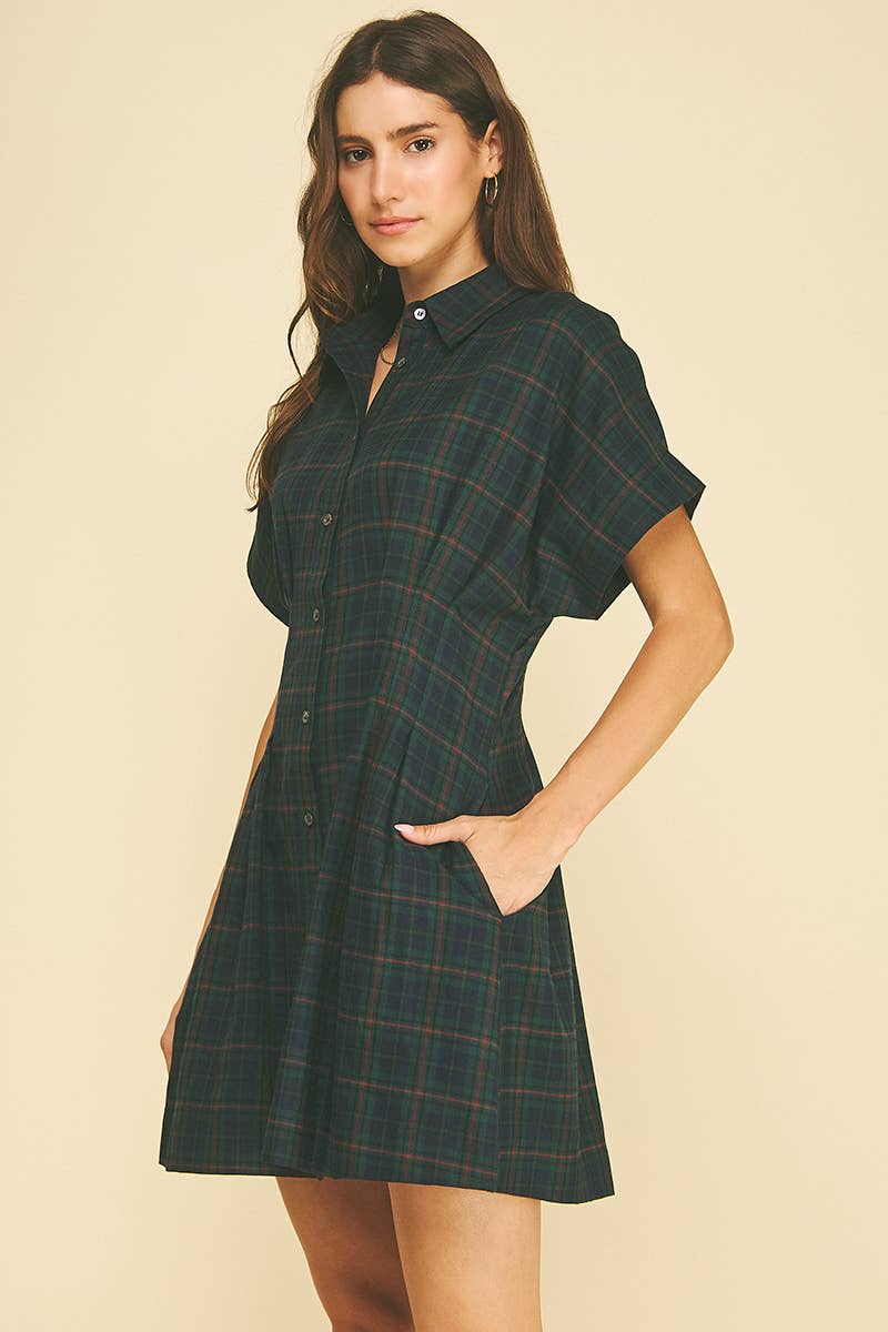 PLAID SHIRT MINI DRESS