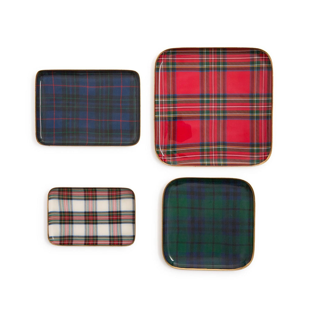 Two Company Tartan Metal Trays