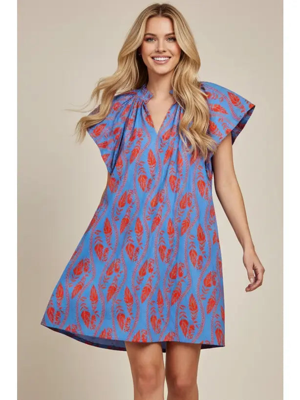 Leaf Print Tunic Dress