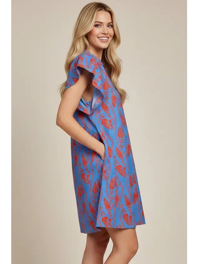 Leaf Print Tunic Dress