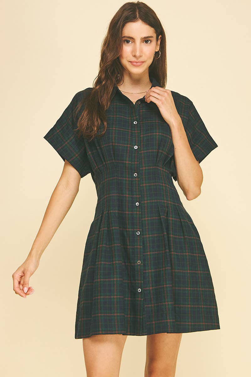 PLAID SHIRT MINI DRESS