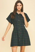 PLAID SHIRT MINI DRESS