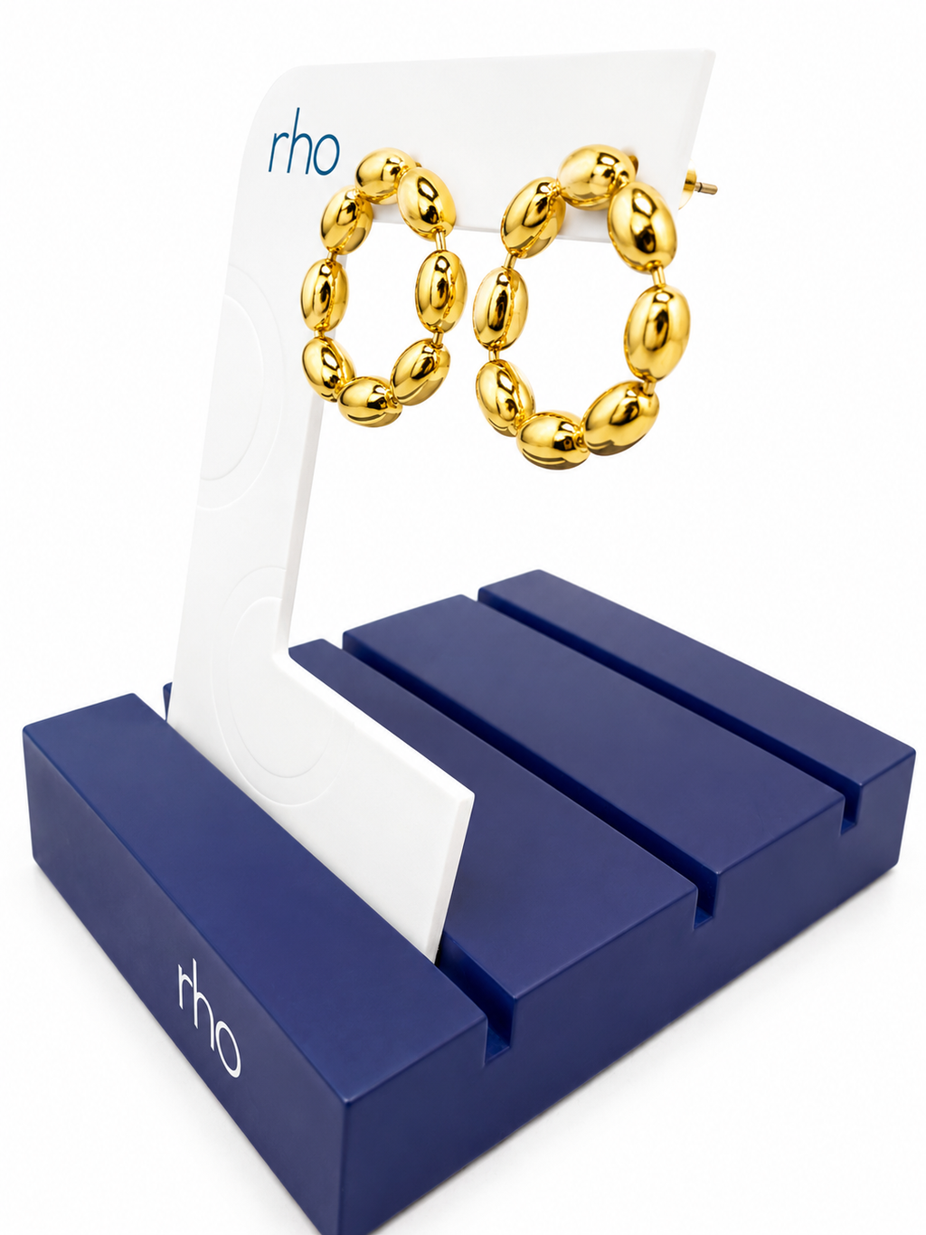 Rho Gold Beaded Circle Drop Earrings