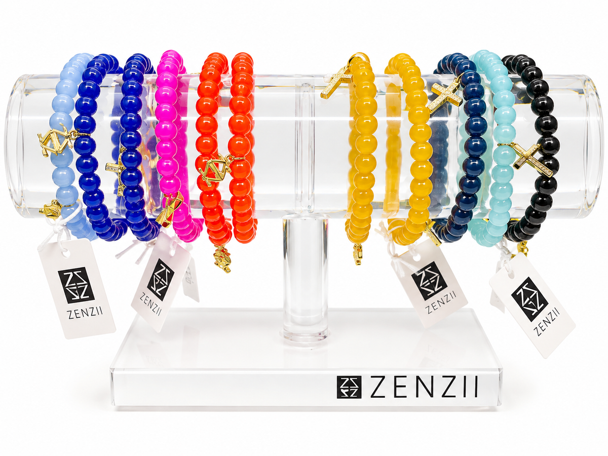 Zenzii Glass Bead with Cross Charm Bracelet
