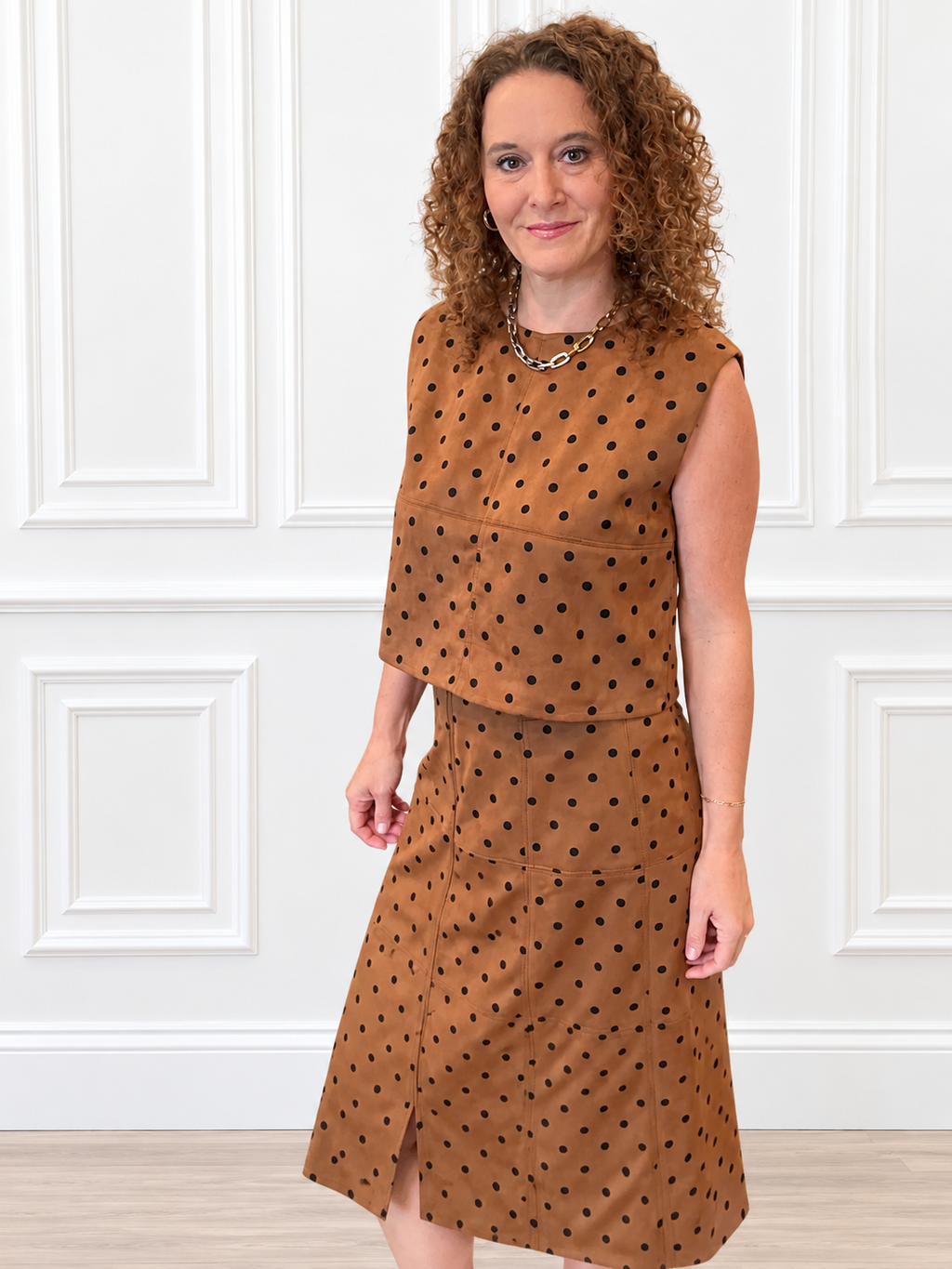 THML Suede Polka Dot Skirt