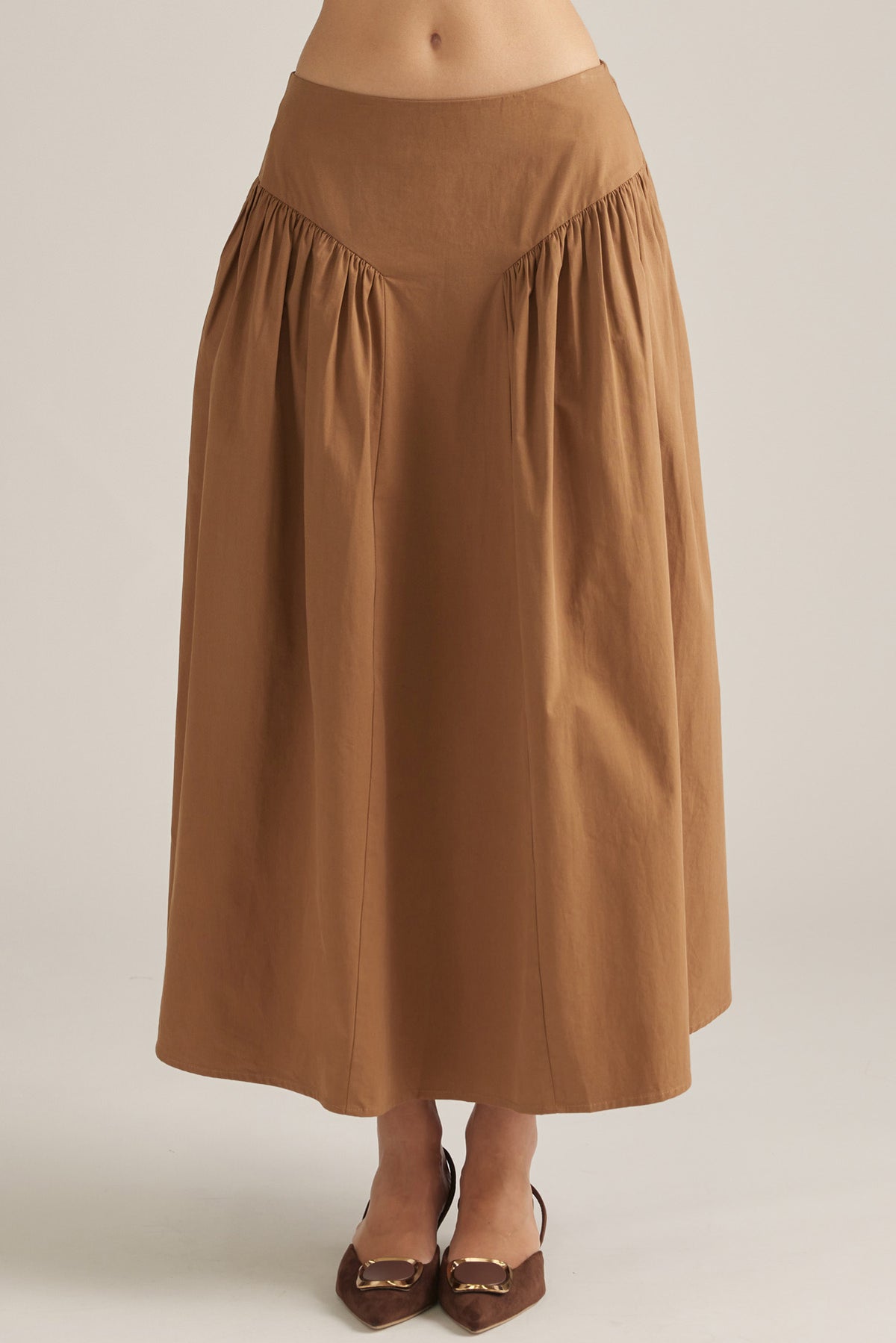 Entro Drop Waist Skirt Camel