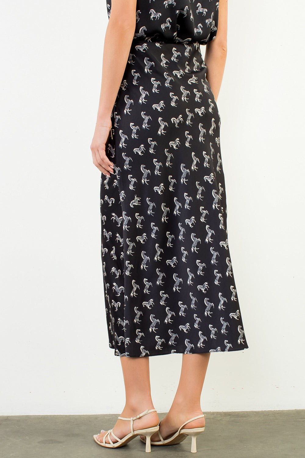 THML Horse Print Satin Skirt