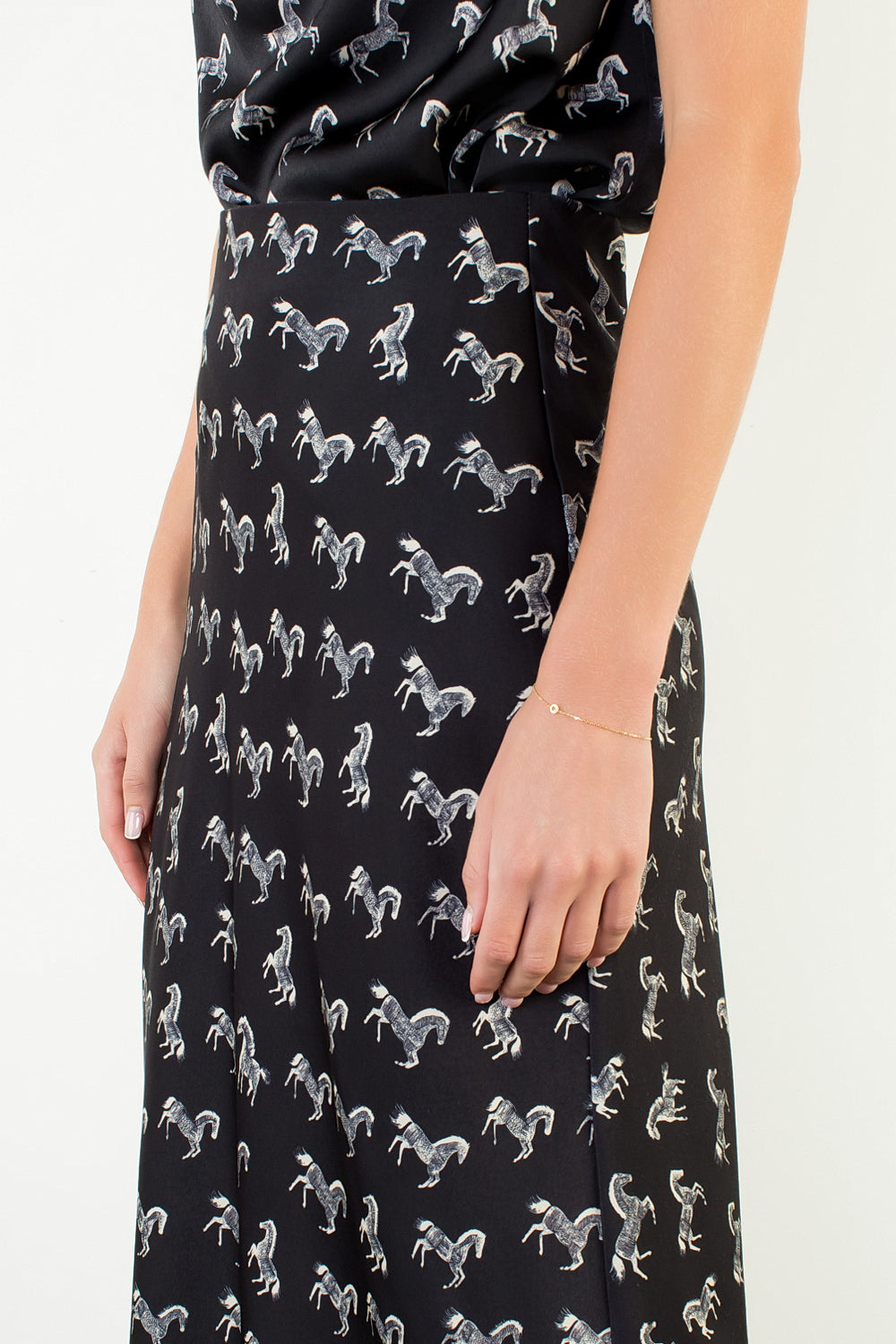 THML Horse Print Satin Skirt