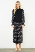 THML Horse Print Sweater with Satin Sleeves