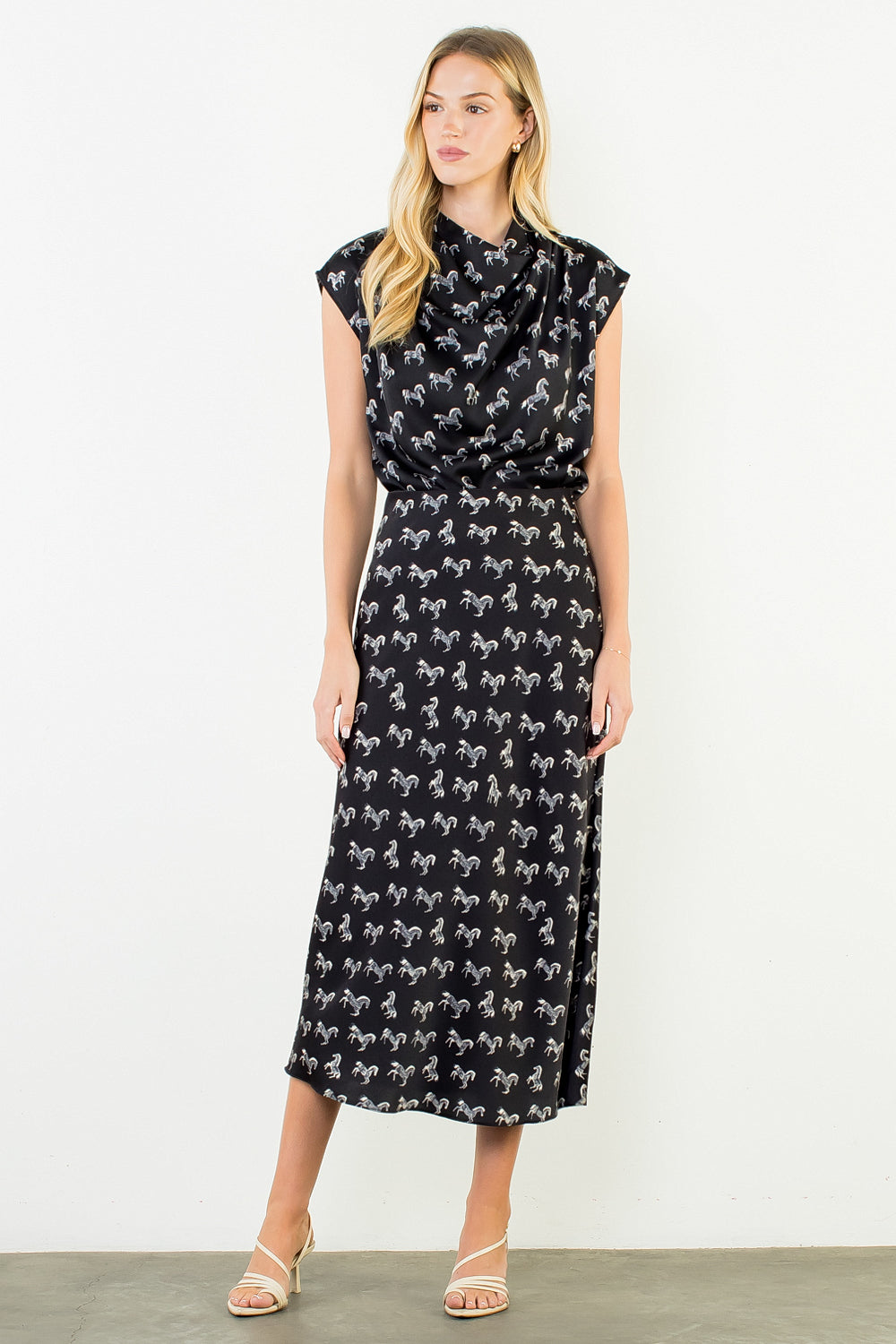 THML Horse Print Satin Skirt