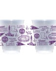 LOUISIANA STATE UNIVERSITY (LSU) - SHATTERPROOF CUPS, SET OF 8