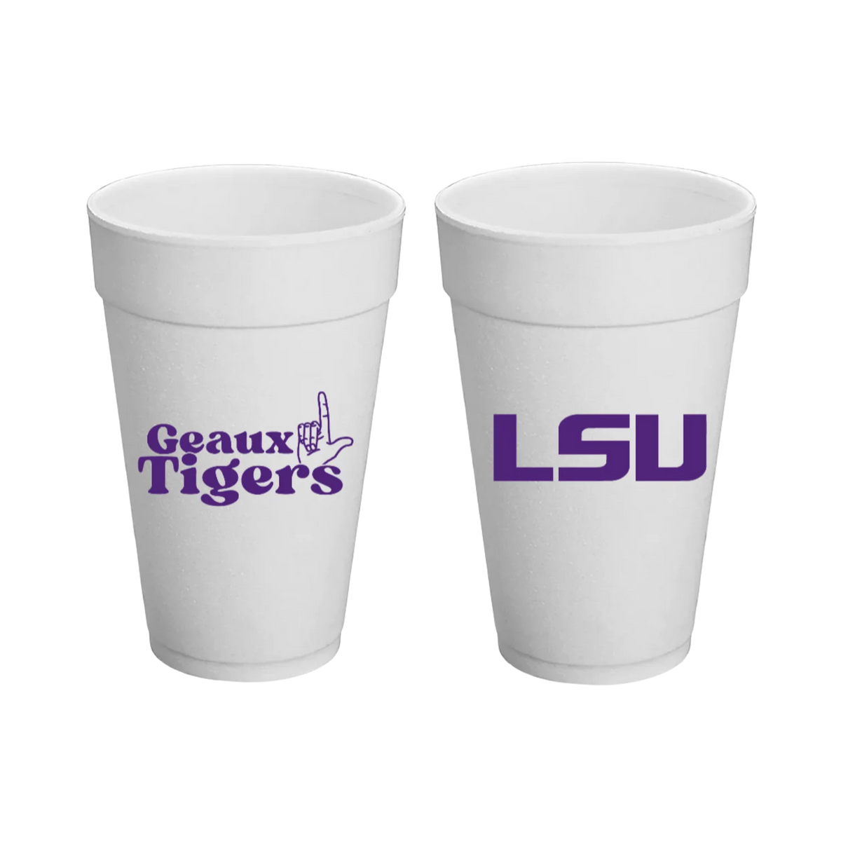 LOUISIANA STATE UNIVERSITY (LSU) - 20 OZ STYROFOAM CUPS, SET OF 8