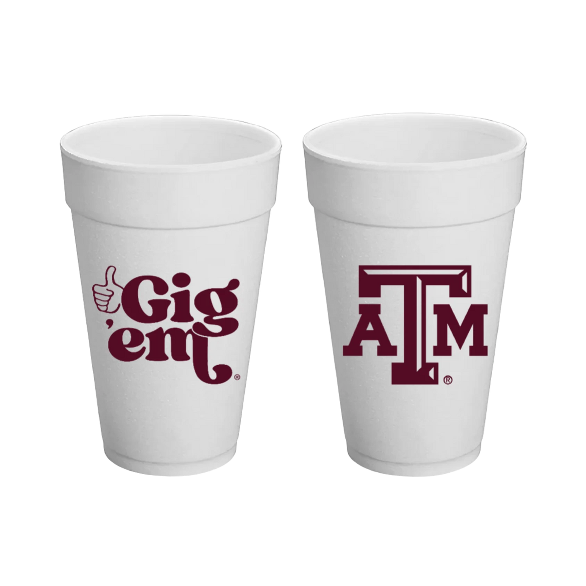TEXAS A&M UNIVERSITY - 20 OZ STYROFOAM CUPS, SET OF 8