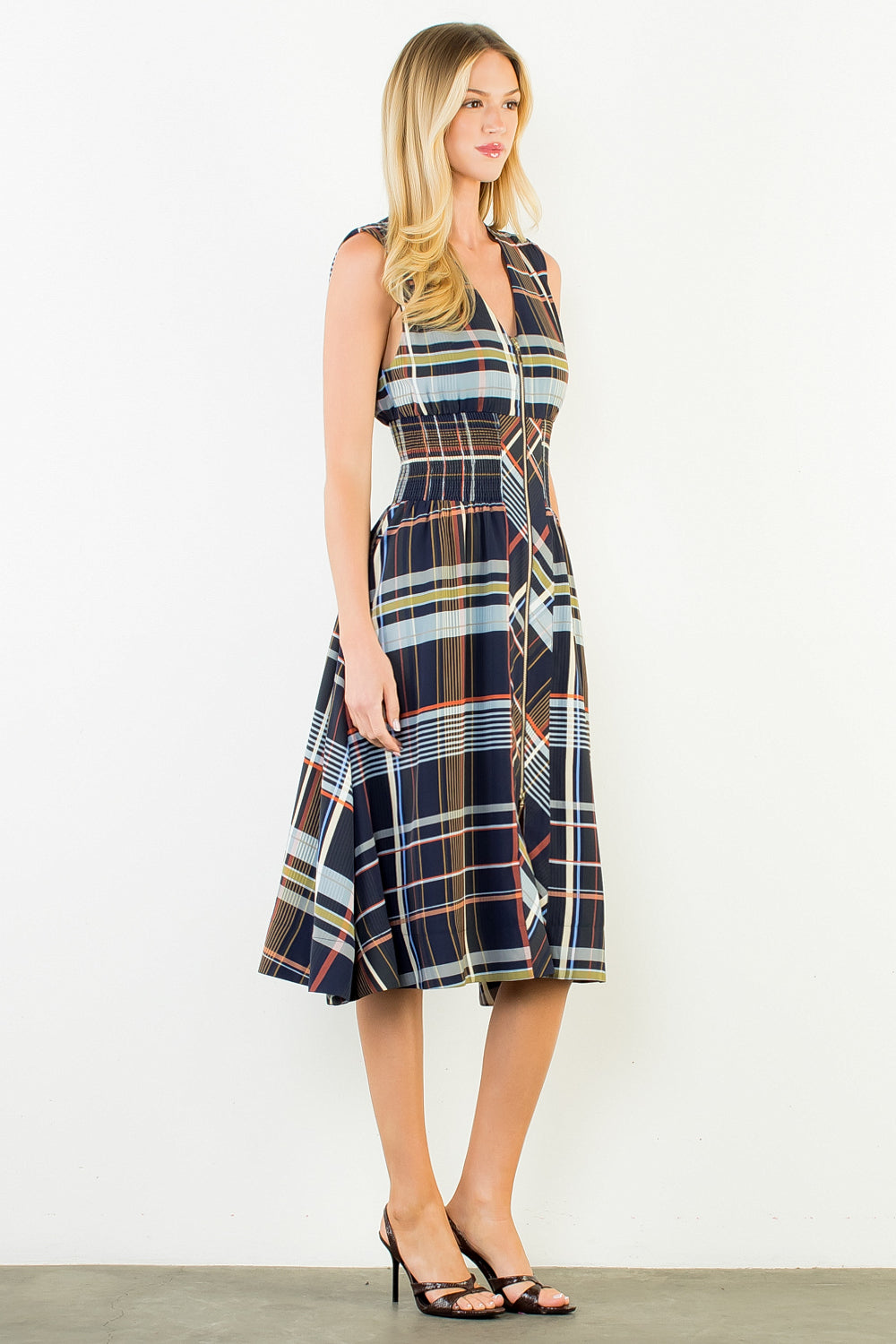 THML Plaid Midi Dress