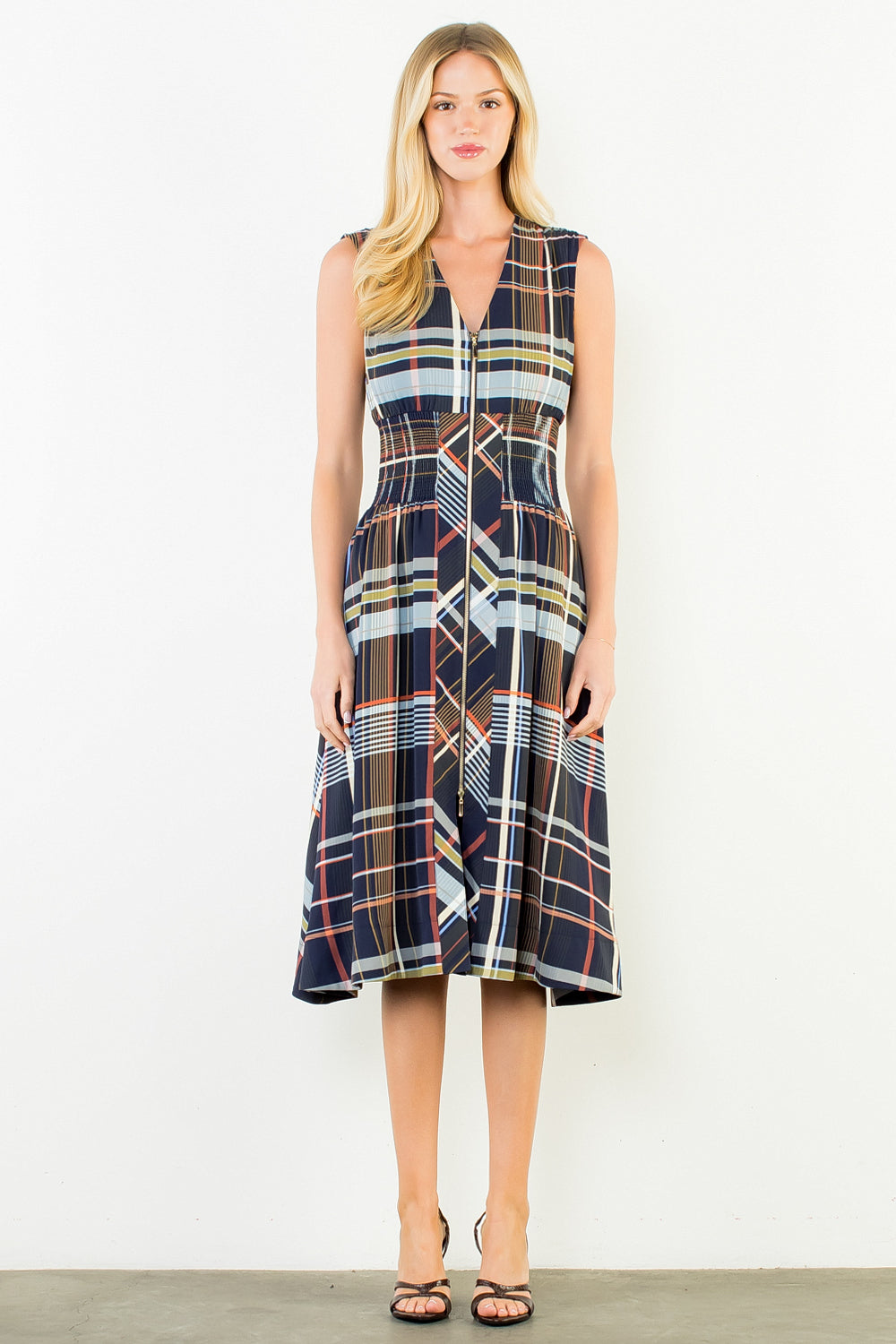 THML Plaid Midi Dress
