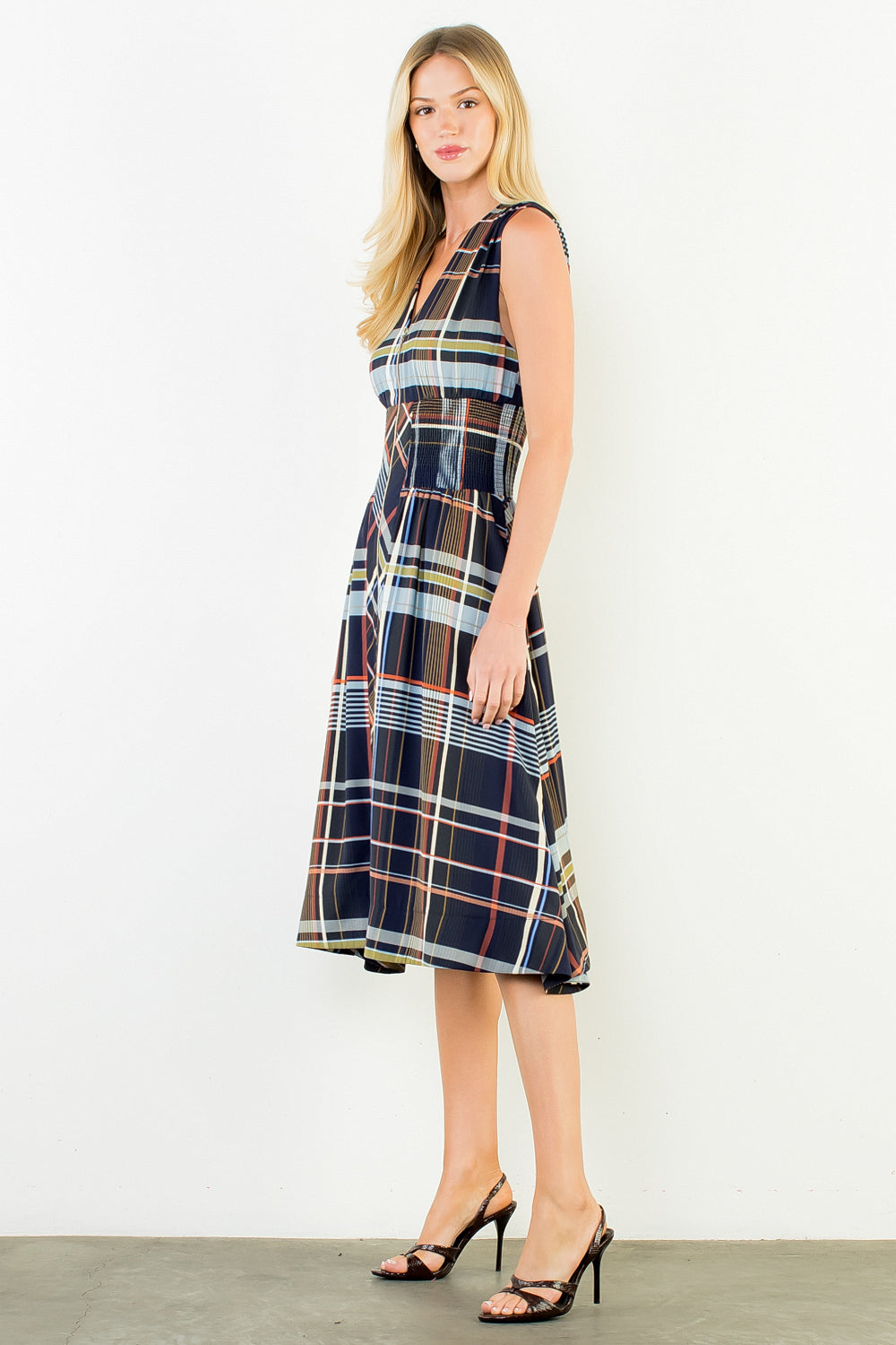 THML Plaid Midi Dress