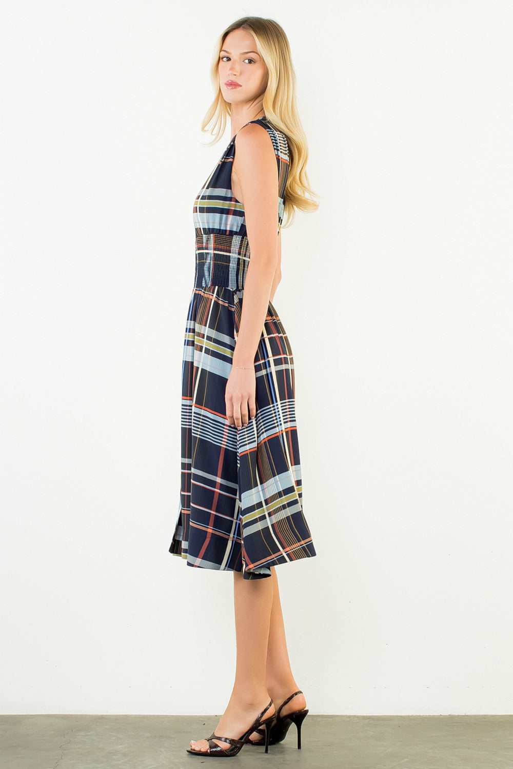 THML Plaid Midi Dress