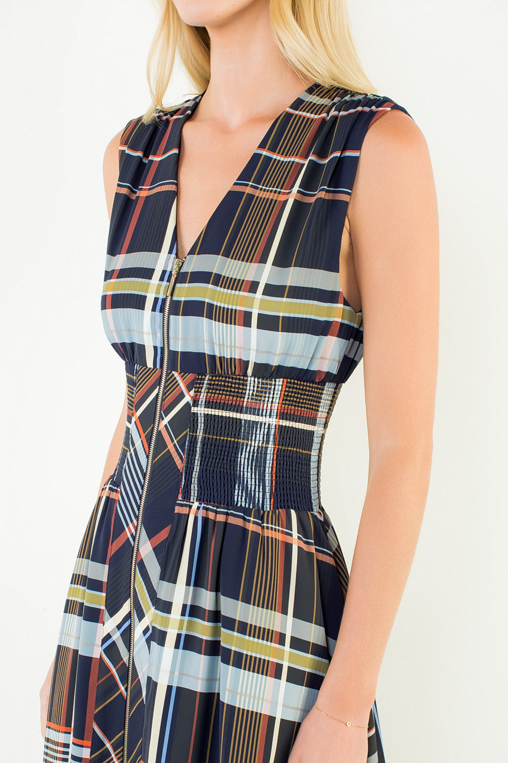 THML Plaid Midi Dress