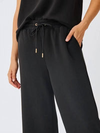Mary Square Cloud Silk Sabrina Pant Black