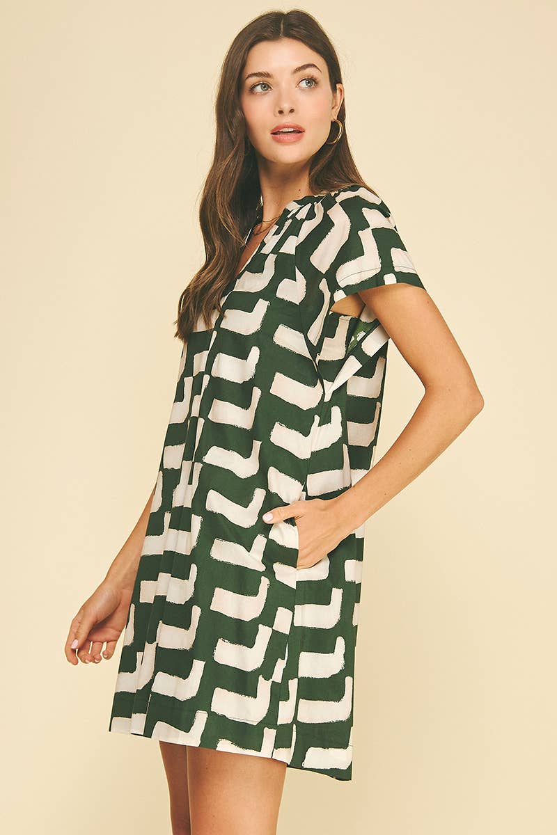 Geometric Tunic Dress Green