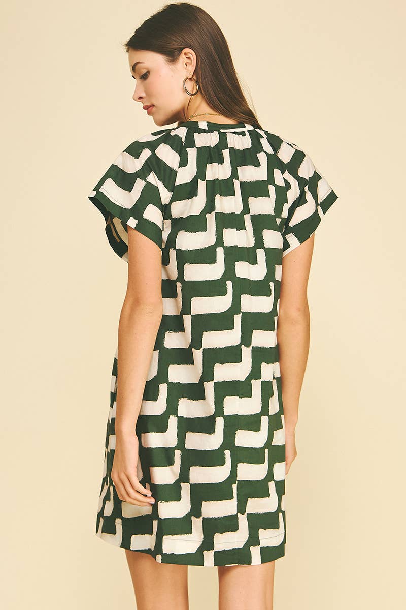 Geometric Tunic Dress Green